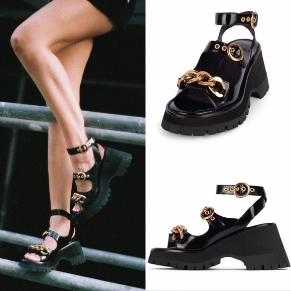 Jeffrey Campbell Shoes - Jeffrey Campbell Crunched Black Chunky Sandal Size 9.5
